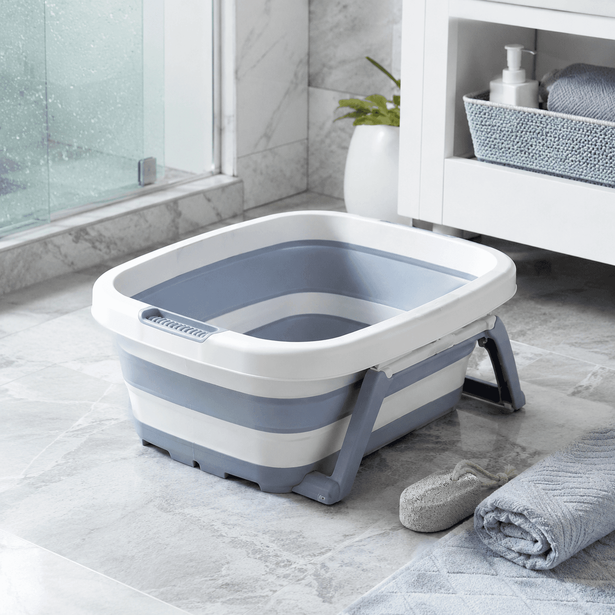 Foot Soak & Relax Set arranged in a bright bathroom