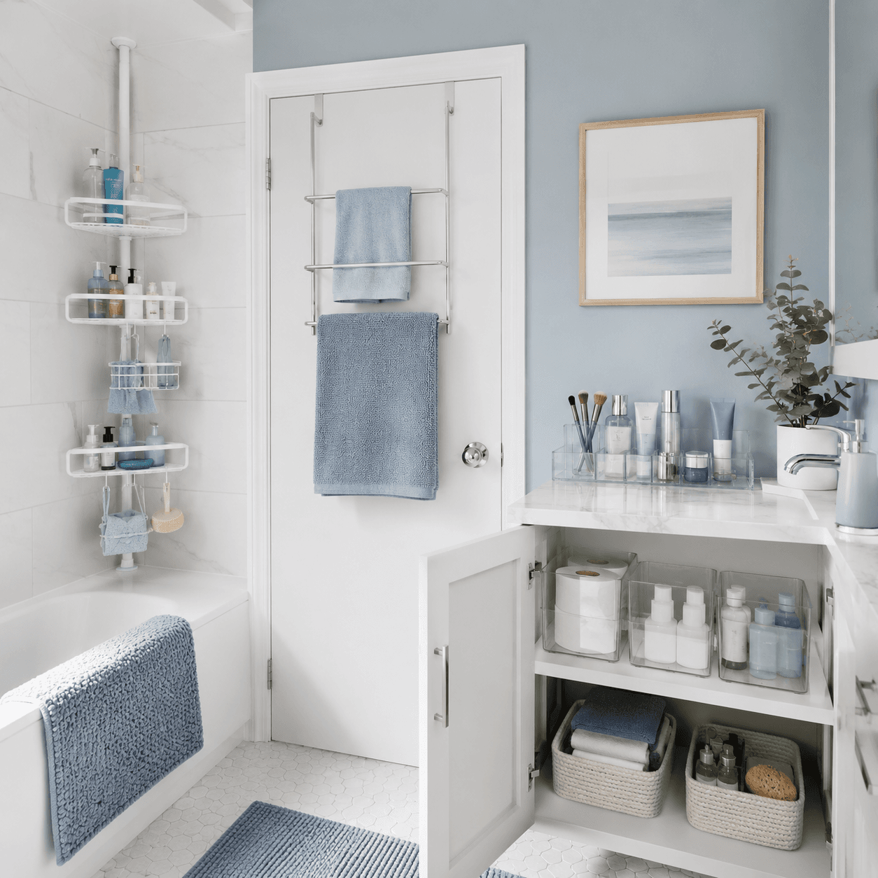 New-Rental Bathroom Bundle arranged in a bright bathroom